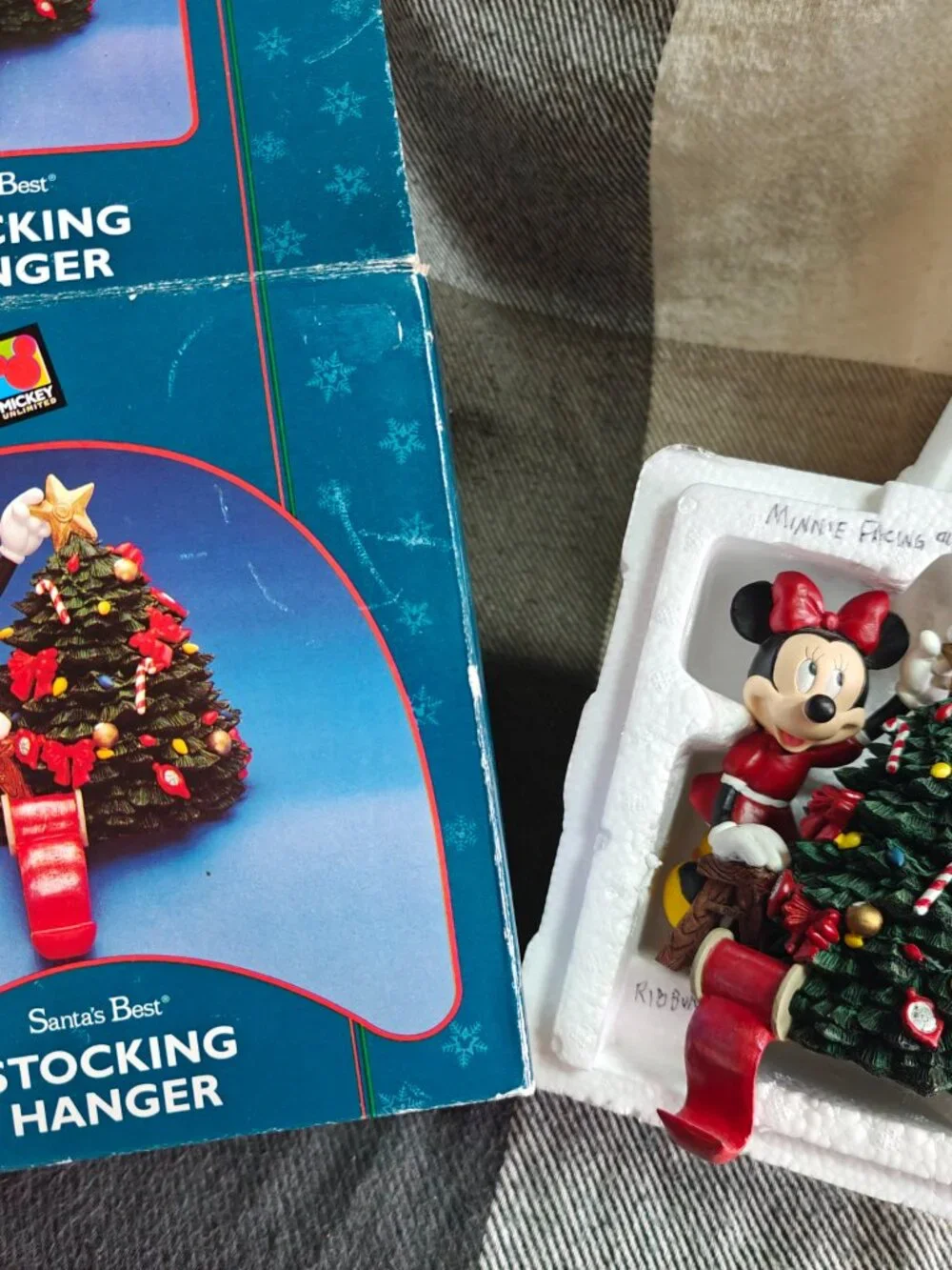Vintage 1990s Disney Santa's Best Minnie Mouse Christmas Stocking Hanger Holder